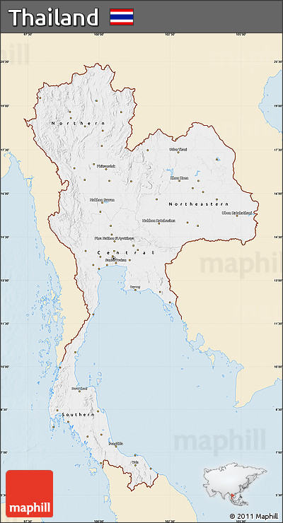 Classic Style Map of Thailand, single color outside
