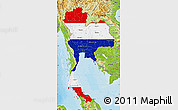 Flag Map of Thailand, physical outside, bathymetry sea