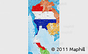 Flag Map of Thailand, political shades outside