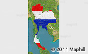 Flag Map of Thailand, satellite outside