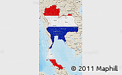 Flag Map of Thailand, shaded relief outside, bathymetry sea