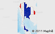 Flag Map of Thailand, single color outside, bathymetry sea, shaded relief sea, flag aligned to the middle