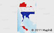 Flag Map of Thailand, single color outside, bathymetry sea, shaded relief sea