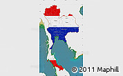 Flag Map of Thailand, single color outside, satellite sea