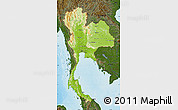 Physical Map of Thailand, darken, land only