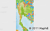 Physical Map of Thailand, political outside, shaded relief sea