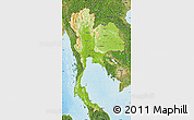 Physical Map of Thailand, satellite outside, shaded relief sea