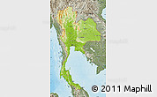 Physical Map of Thailand, semi-desaturated, land only