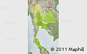 Physical Map of Thailand, semi-desaturated