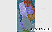 Political Shades Map of Thailand, darken