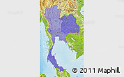 Political Shades Map of Thailand, physical outside