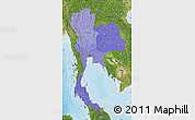 Political Shades Map of Thailand, satellite outside, bathymetry sea