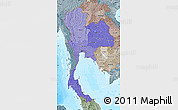 Political Shades Map of Thailand, semi-desaturated, land only