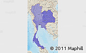 Political Shades Map of Thailand, shaded relief outside, bathymetry sea