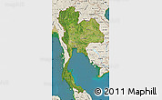 Satellite Map of Thailand, shaded relief outside, satellite sea