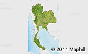 Satellite Map of Thailand, single color outside, shaded relief sea