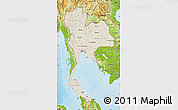 Shaded Relief Map of Thailand, physical outside