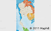 Shaded Relief Map of Thailand, political shades outside, shaded relief sea