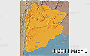Political 3D Map of Chaiyaphum, semi-desaturated