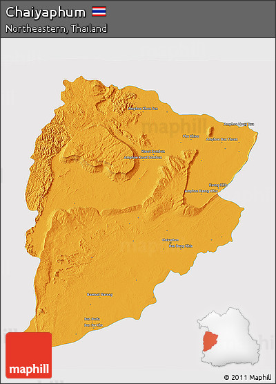 Political 3D Map of Chaiyaphum, single color outside