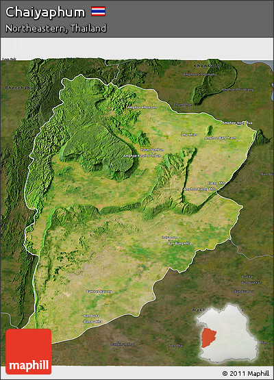 Satellite 3D Map of Chaiyaphum, darken