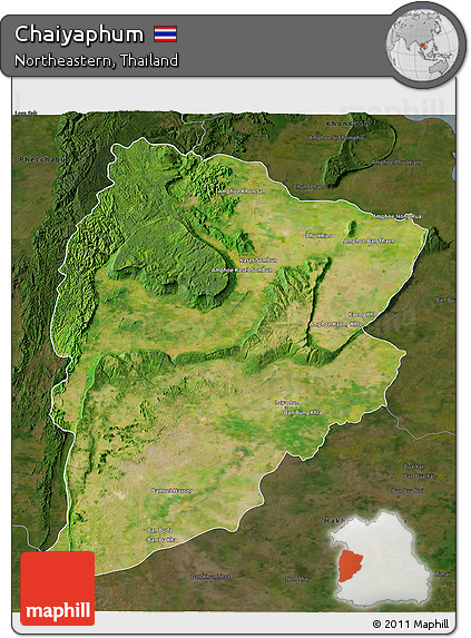 Satellite 3D Map of Chaiyaphum, darken