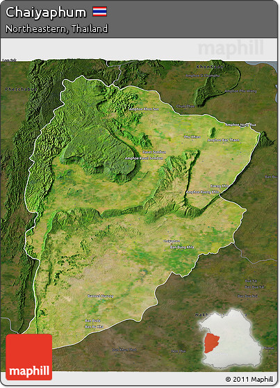 Satellite 3D Map of Chaiyaphum, darken