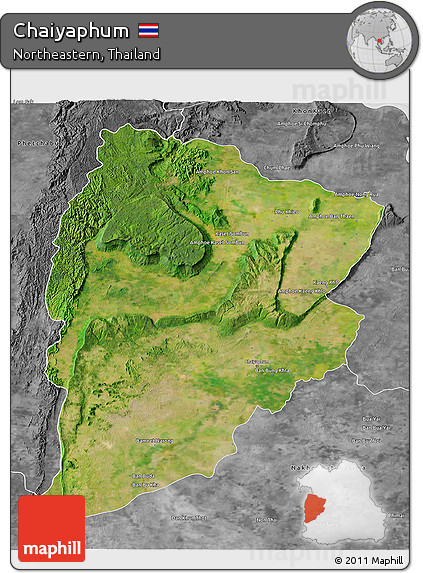 Satellite 3D Map of Chaiyaphum, desaturated