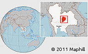 Gray Location Map of Chaiyaphum, highlighted country, hill shading