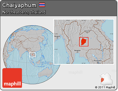 Gray Location Map of Chaiyaphum, hill shading