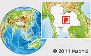 Physical Location Map of Chaiyaphum, highlighted country
