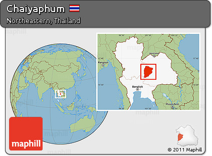 Savanna Style Location Map of Chaiyaphum, highlighted country