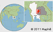 Savanna Style Location Map of Chaiyaphum, highlighted country, highlighted parent region