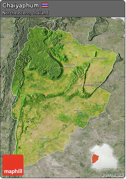 Satellite Map of Chaiyaphum, semi-desaturated