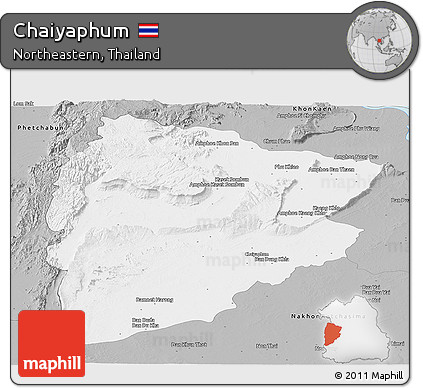 Gray Panoramic Map of Chaiyaphum