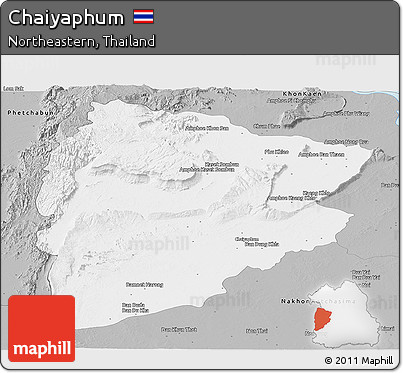 Gray Panoramic Map of Chaiyaphum