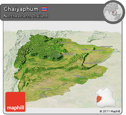 Satellite Panoramic Map of Chaiyaphum, lighten