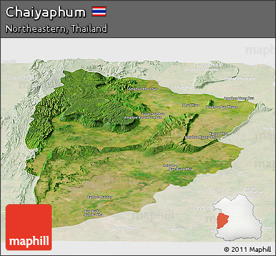 Satellite Panoramic Map of Chaiyaphum, lighten