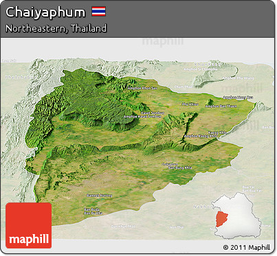 Satellite Panoramic Map of Chaiyaphum, lighten