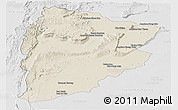 Shaded Relief Panoramic Map of Chaiyaphum, lighten, desaturated