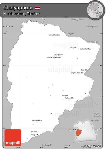 Gray Simple Map of Chaiyaphum