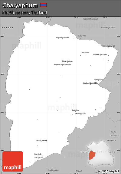 Gray Simple Map of Chaiyaphum