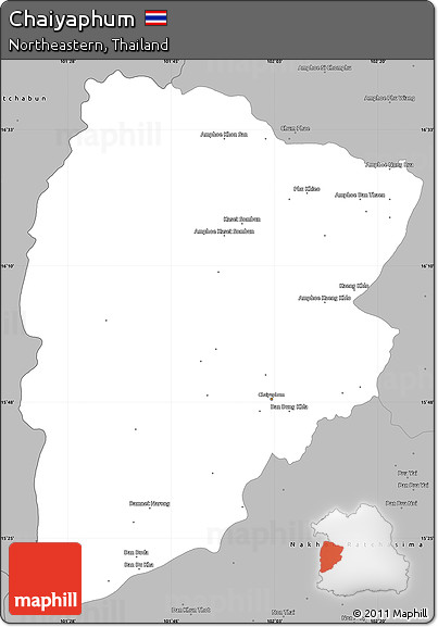 Gray Simple Map of Chaiyaphum