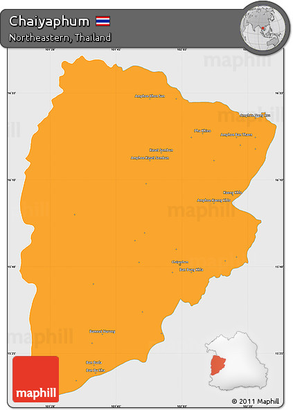 Political Simple Map of Chaiyaphum, single color outside