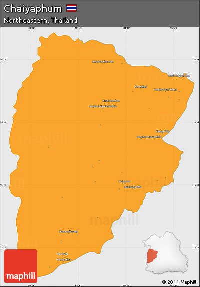 Political Simple Map of Chaiyaphum, single color outside