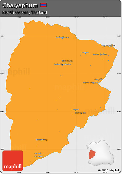 Political Simple Map of Chaiyaphum, single color outside