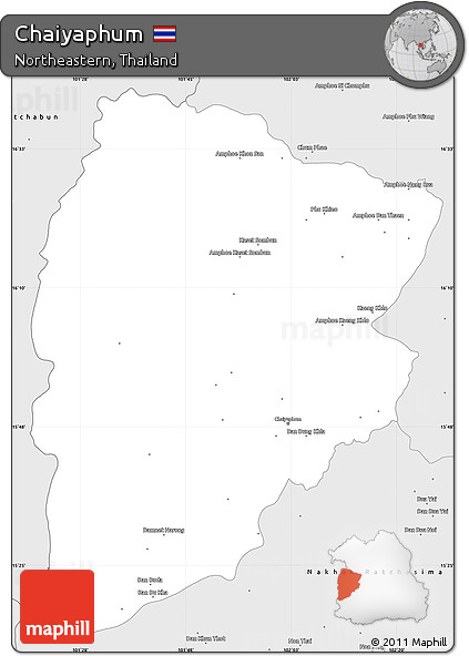 Silver Style Simple Map of Chaiyaphum