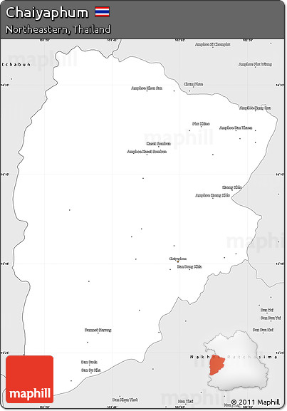Silver Style Simple Map of Chaiyaphum