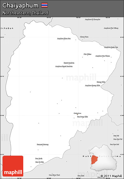 Silver Style Simple Map of Chaiyaphum