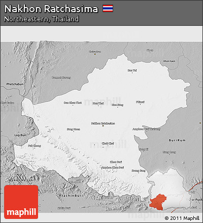 Gray 3D Map of Nakhon Ratchasima